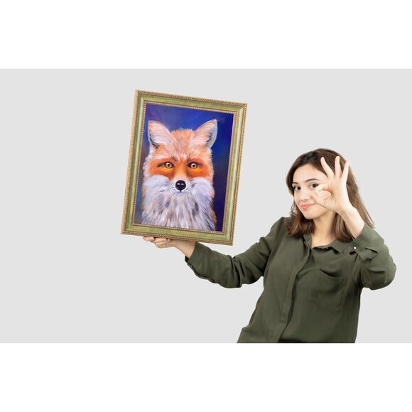 Red Fox Original Oil Painting 12x16 inches Wildlife Fine Art Portrait Hand Paint - Picture 10 of 10